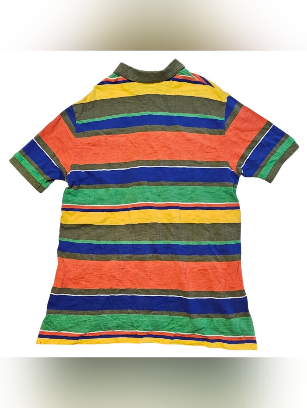 Polo Ralph Lauren Rainbow Striped Shirt Mens XXL 2XL Rugby Orange Cotton - Picture 7 of 9